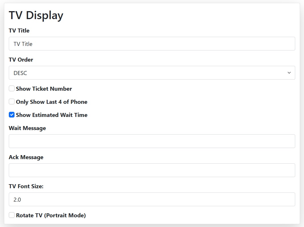 Medical Check In TV display settings